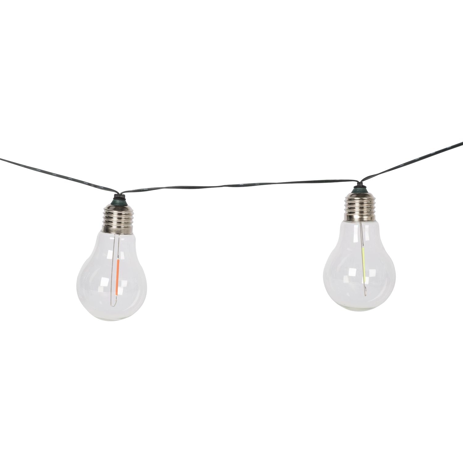 DICTROLUX - Catena Luminosa 10 Lampadine Solari Luce Multicolor da esterno - Lunghezza totale catena 3,8 metri